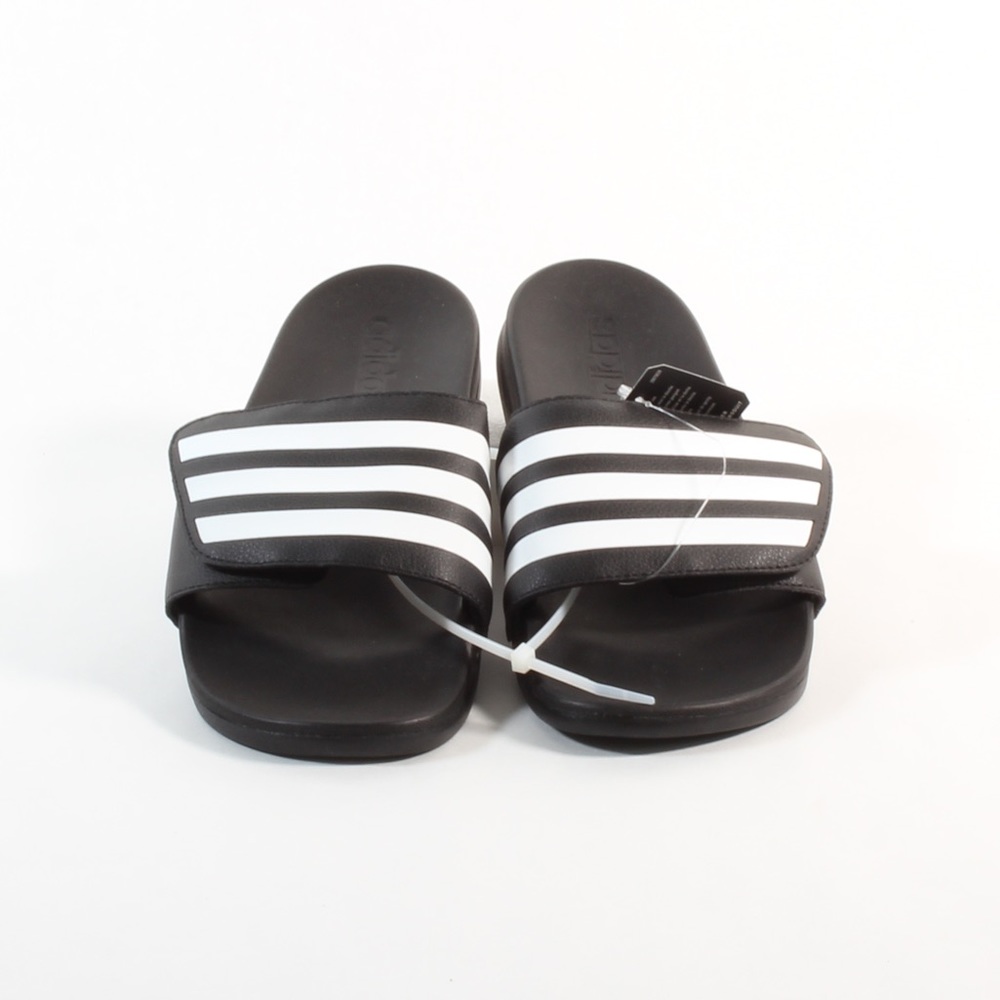 Menβs Adidas Comfort Slides Sandals Black White - Picture 3 of 7
